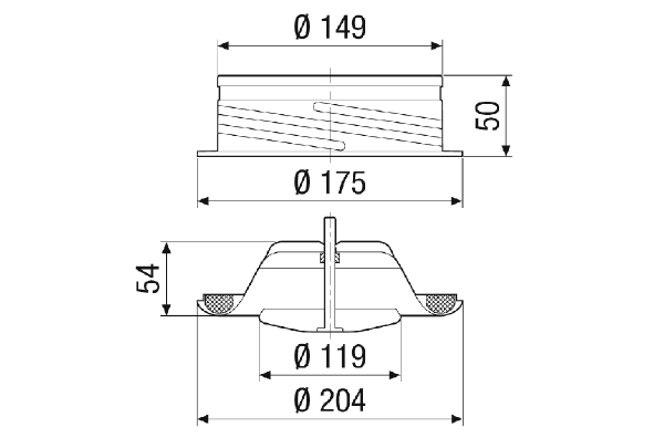 TFA 15 IM0023334.PNG Bouche d'extraction pour air sortant, tôle d'acier, blanc, DN 150, pour ventilation domestique max. 150 m³/h, y compris cadre d'encastrement