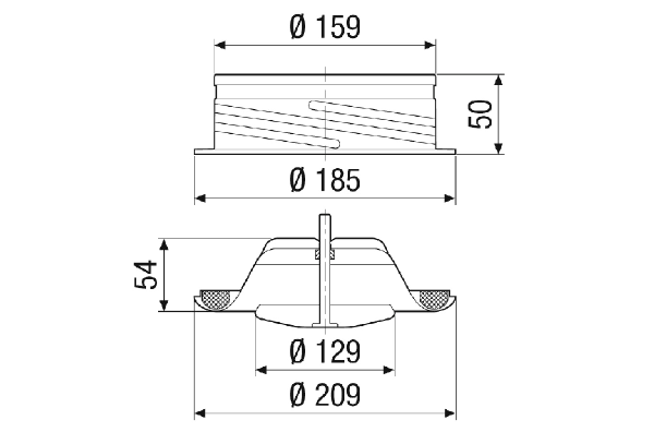 TFA 16 IM0023335.PNG Disk valve for exhaust air, sheet steel, white, DN 160, for domestic ventilation max. 160 m³/h, including installation frame.