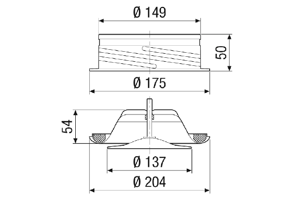TFZ 15 IM0023344.PNG Disk valve for supply air, sheet steel, white, DN 150, for domestic ventilation max. 150 m³/h, including installation frame.