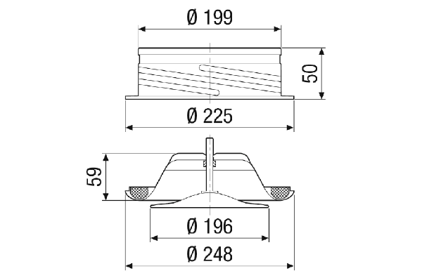 TFZ 20 IM0023346.PNG Bouche d'insufflation pour air entrant, tôle d'acier, blanc, DN 200, pour ventilation domestique max. 200 m³/h, y compris cadre d'encastrement