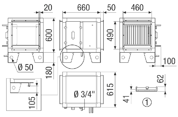 NHKR-MV4516-H-CCW1 3NC IM0023360.PNG Внешний дополнительный водяной калорифер нагрева и охлаждения CCW1 3NC для монтажа в горизонтальном приточном канале. Подходит для RLT 1600 MV4516H. Необходимо заказывать вместе с центральным агрегатом RLT.
