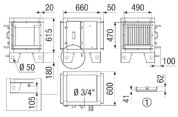 NHKR-MV4512-V-CCDX1 2NC IM0023365.PNG Refrigerant reheating and cooling register CCDX1 2NC, external. Order necessary with RLT 1200 MV4512V. Can be used as NHKR with additional change-over sensor [Art. No. 0043.2766].