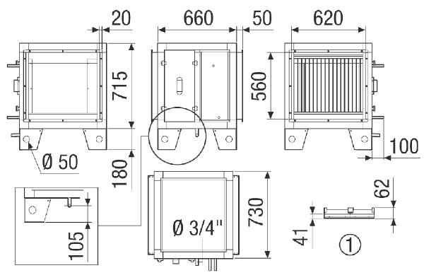 NHKR-MV4523-V-CCW1 4NC IM0023368.PNG Externes wasserbasiertes Nachheiz- und Kühlregister CCW1 4NC zur Montage im horizontalen Zuluftkanal. Passend zum RLT 2300 MV4523V. Bestellung mit RLT-Zentralgerät notwendig