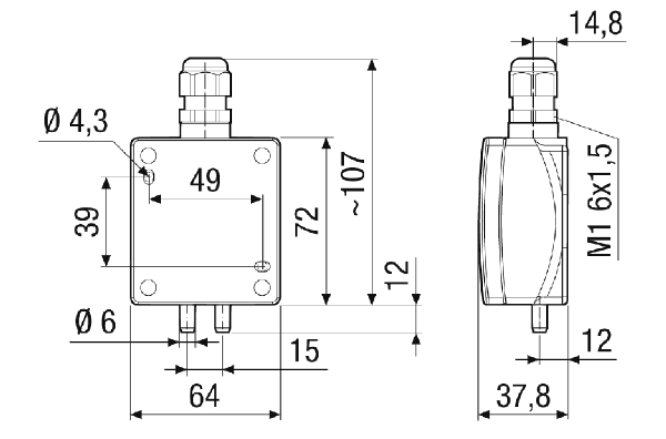 DS-M45XX-500PA IM0023521.PNG Differenzdruck Messumformer 0-500 PA. Bestellung mit RLT-Zentralgerät notwendig