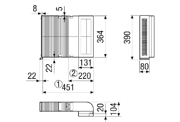 RV 2 VS 90E IM0023555.PNG 90° deflection for RV 2 VS pre-installation set for use in serial renovation work, stainless steel external cover