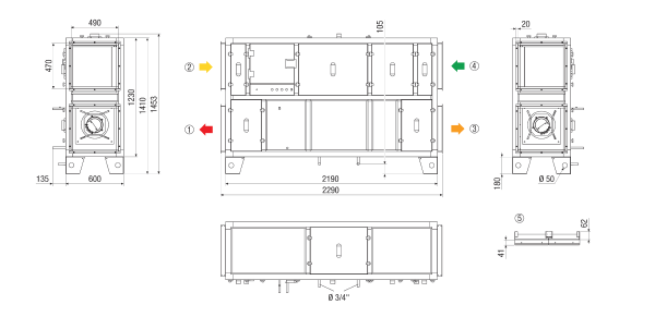 RLT 1200 MV4512VL-Mode 3 IM0023609.PNG Zentrales raumlufttechnisches Kompaktgerät mit Wärmerückgewinnung. Ausführung: Vertikal mit Zu- und Abluftanschluss links, druckkonstanter Betrieb, mit Kreuz-Gegenstrom-Wärmetauscher, ohne Vorheizregister, ohne Nachheizregister, Fördervolumen bis 1200 m³/h