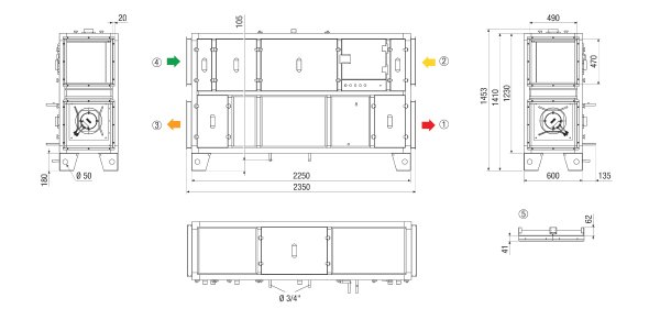 RLT 1600 MV4516VR-Mode 3 IM0023615.PNG Centralised compact air handling unit with heat recovery. Version: Vertical with supply and exhaust air connection on the right, , constant pressure operation, with cross-counterflow heat exchanger, without preheating register, without supplementary heat register, air flow volume up to 1600 m³/h