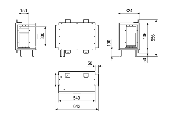 WH M4004H HC1 IM0023648.PNG Water heating coil for attachment to the RLT FLAT 400. Order necessary with the RLT FLAT central air handling unit.