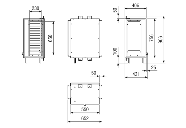 NHKR M4020H CCW1 IM0023660.PNG Registre externe de chauffage d'appoint et de refroidissement à eau CCW1 à monter sur l'appareil CTA FLAT 2000. Commande avec appareil centralisé de traitement d'air CTA nécessaire.