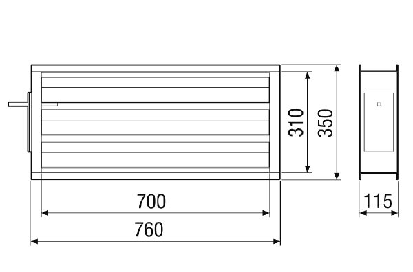VKM M4027H DA IM0023667.PNG Volets de fermeture motorisés pour CTA FLAT 2700. Commande avec appareil centralisé de traitement d'air CTA nécessaire.