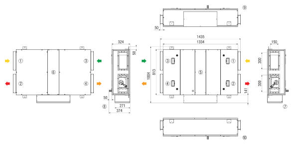 RLT FLAT 400 M4004H  L Mode 4 IM0023686.PNG Központi szellőztetéstechnikai kompakt berendezés hővisszanyeréssel, lapos kivitelben, állandó térfogatáramot biztosító üzem 500 m³/h-ig, bal oldali kivitel, keresztirányú ellenáramlással üzemelő hőcserélő