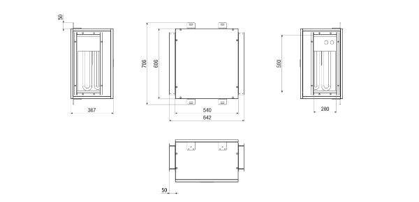 EH M4012 IM0023701.PNG Registre de réchauffage électrique supplémentaire à monter sur le CTA FLAT 1200. Commande nécessaire avec l'appareil centralisé de traitement d'air CTA.