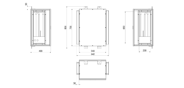 EH M4020 IM0023702.PNG Registre de réchauffage électrique à monter sur l'unité de traitement d'air CTA Flat 2000. Commande nécessaire avec l'appareil centralisé de traitement d'air CTA.