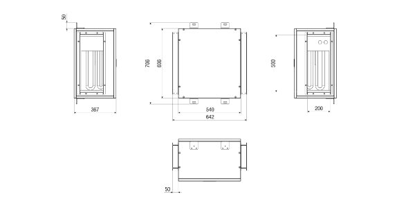 PH M4012 IM0023706.PNG Registre de préchauffage électrique pour montage sur le CTA FLAT 1200. Commande avec l'appareil centralisé de traitement d'air CTA nécessaire.