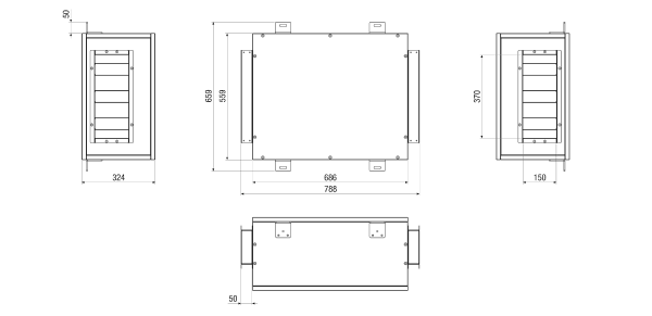 SD M4007H SL1 IM0023711.PNG SL1 sound absorber for installation on RLT FLAT 700. Order necessary with RLT FLAT central air handling unit.