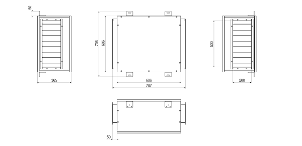 SD M4012H SL1 IM0023712.PNG Silencieux SL1 à monter sur CTA FLAT 1200. Commande avec appareil centralisé de traitement d'air CTA FLAT nécessaire.