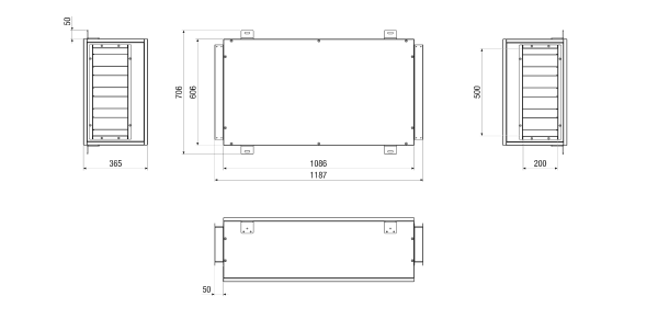 SD M4012H SL2 IM0023717.PNG Silencieux SL2 à monter sur CTA FLAT 1200. Commande avec appareil centralisé de traitement d'air CTA nécessaire.
