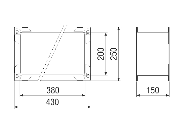 SGTS E M4007 FC IM0023731.PNG Flexible couplings (canvas connection piece), square, for structure-borne sound-decoupled mounting of RLT FLAT 700. Order necessary with RLT FLAT central air handling unit.
