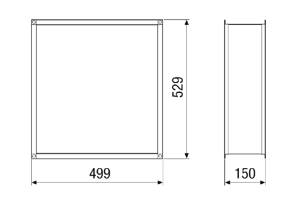 SGTS-E-MV4512-FC IM0023777.PNG Manchette de raccordement flexible (manchette en toile) carré pour le montage avec isolation acoustique des appareils compacts de traitement d'air centralisés CTA 1200. Commander avec appareil centralisé CTA nécessaire.