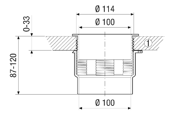 DWD 10 IM0023815.PNG Passage de plafond/mur pour un montage facile des soupapes à disque dans les faux plafonds, mais également pour une utilisation universelle, DN 100