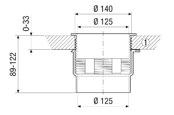 DWD 12 IM0023816.PNG Passage de plafond/mur pour un montage facile des soupapes à clapet dans les faux plafonds, mais également pour une utilisation universelle, DN 125