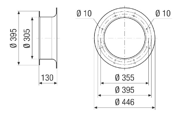 ADI v 31 IM0024049.PNG Suction nozzle for low-turbulence air intake, sheet steel, galvanised, DN 315