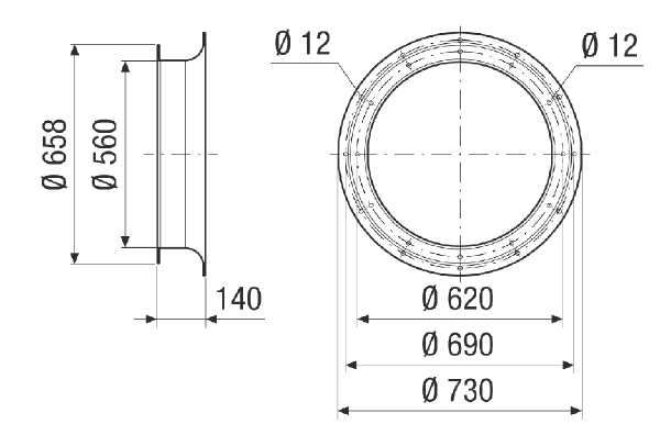 ADI v 56 IM0024052.PNG Suction nozzle for low-turbulence air intake, sheet steel, galvanised, DN 560