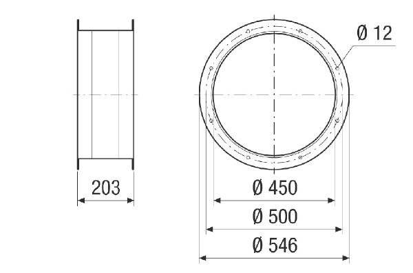 ELI v 45 IM0024055.PNG Flexible coupling for sound- and vibration-damped mounting, galvanised, DN 450