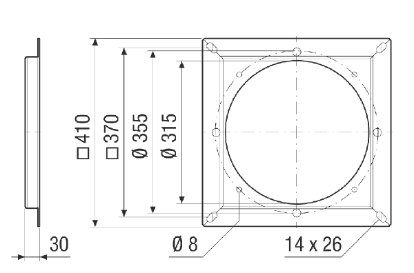 FPL v 35 IM0024057.PNG Plaque à bride pour le raccordement du ventilateur et des accessoires, DN 355