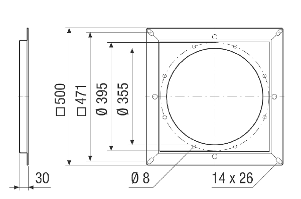 FPL v 40-45 IM0024058.PNG Plaque à bride pour le raccordement d'un ventilateur et d'accessoires, DN 450