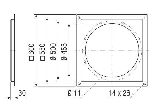 FPL v 50-56 IM0024059.PNG Plaque à bride pour le raccordement du ventilateur et des accessoires, DN 560