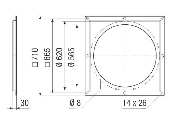 FPL v 63-71 IM0024060.PNG Plaque à bride pour le raccordement du ventilateur et des accessoires, DN 710