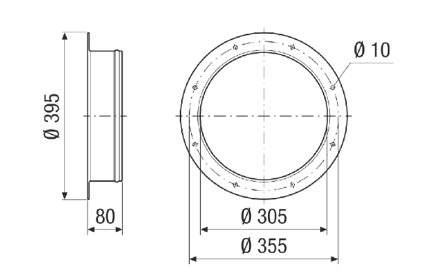 GSI v 31 IM0024066.PNG Counter socket for connecting DN 315 pipe to a fan, galvanised
