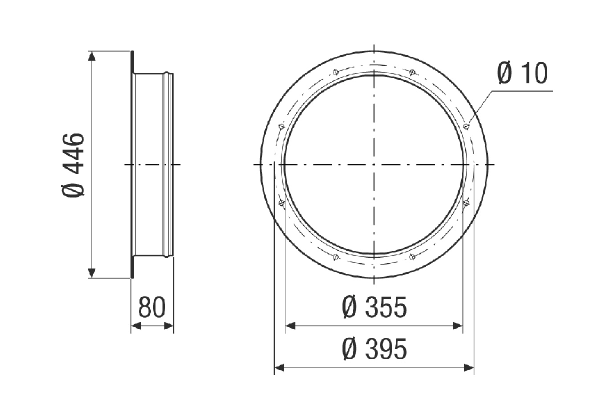GSI v 35 IM0024067.PNG Contre-raccord pour le raccordement d'un tuyau DN 350 à un ventilateur, galvanisé