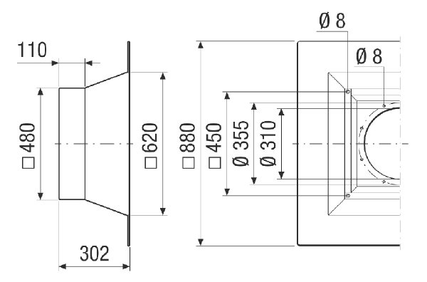 SOFI v 35 IM0024092.PNG Insulated flat roof socket for installation of roof fans, galvanised, DN 350