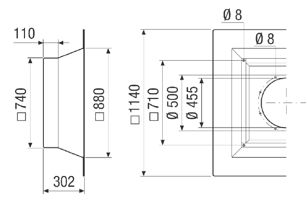 SOFI v 50-56 IM0024094.PNG Socle pour toit plat isolé pour le montage des tourelles d'extraction, galvanisé, DN 500-560