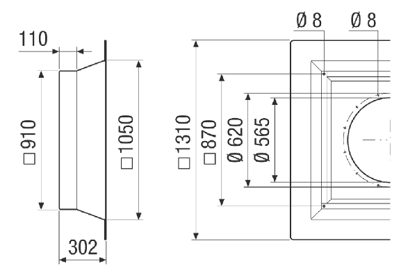 SOFI v 63-75 IM0024095.PNG Insulated flat roof socket for installation of roof fans, galvanised, DN 630, 750