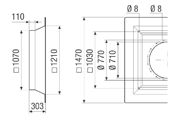 SOFI v 80-90 IM0024096.PNG Socle pour toit plat isolé pour le montage des tourelles d'extraction, galvanisé, DN 800-900