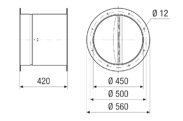 VK v 45 IM0024104.PNG Volet de fermeture pour gaine ronde, galvanisé, DN 450