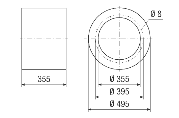 RSI 35/1000 IM0024112.PNG Tubular sound absorber without baffle, length 355 mm, DN 355