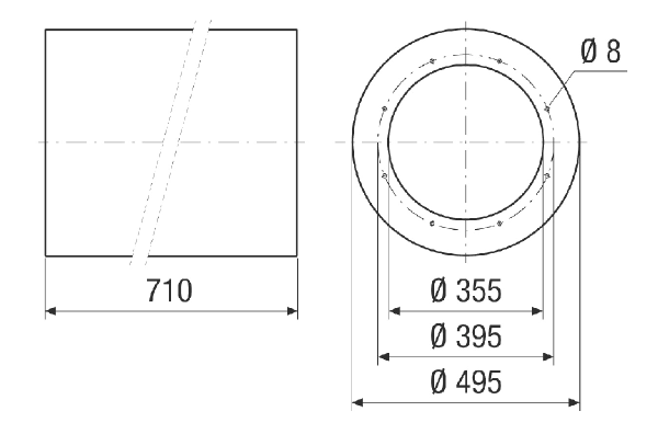 RSI 35/2000 IM0024114.PNG Silencieux tubulaire sans coulisse, longueur 710 mm, DN 355
