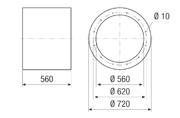 RSI 56/1000 IM0024118.PNG Tubular sound absorber without baffle, length 560 mm, DN 560
