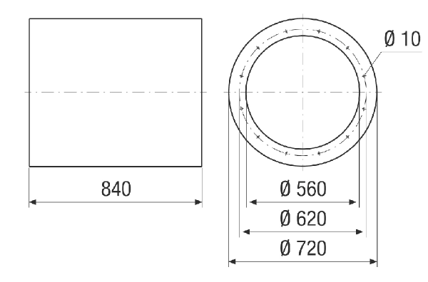 RSI 56/1500 IM0024119.PNG Tubular sound absorber without baffle, length 840 mm, DN 560