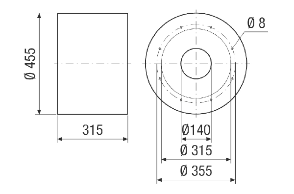 RSKI 31/1000 IM0024121.PNG Silencieux tubulaire à coulisse, longueur 315 mm, DN 315