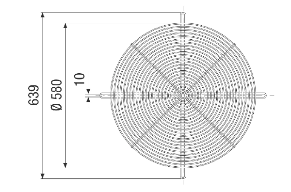 SGRI v 56 IM0024136.PNG Grille de protection ronde, en métal, grise, galvanisée, DN 560