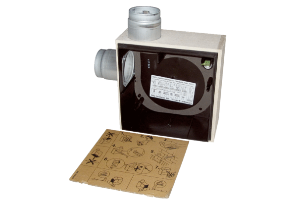 ER - UPB/L IM0008779.PNG Fire protection recessed-mounted housing with fire protection shut-off device for all fire protection systems for fitting an ER 60 / ER100 fan insert or Centro-M / Centro-E / Centro-H exhaust air element, second room connection left