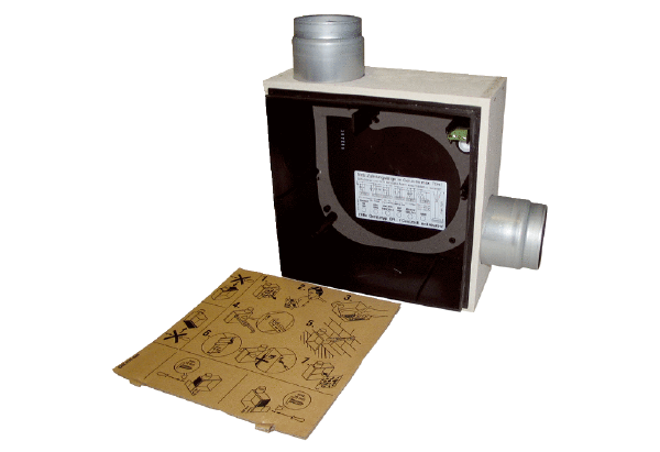 ER - UPB/R IM0008780.PNG Fire protection recessed-mounted housing with fire protection shut-off device for all fire protection systems for fitting an ER 60 / ER100 fan insert or Centro-M / Centro-E / Centro-H exhaust air element, second room connection right