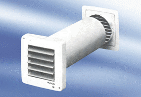 ECA 9-5 IM0009501.PNG Ventilateur mural encastrable pour salle de bains et WC, avec gaine murale et volet de fermeture intérieur électrique et grille extérieure