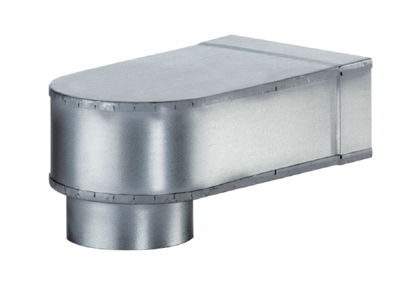 MF-W150 80/200 IM0009832.PNG Équerre pour raccordement 90° de l'adaptateur enfichable MF-WE75 au clapet DN 150, 80 mm de haut, longueur du raccord 35 mm