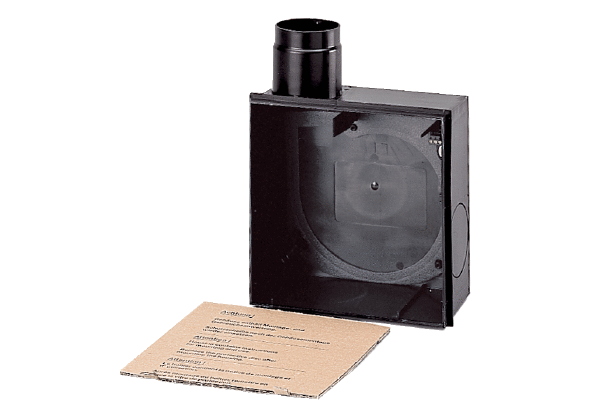 ER - UP/G IM0009916.PNG Recessed-mounted housing with plastic exhaust socket for fitting an ER 60 / ER100 fan or Centro-M / Centro-E / Centro-H exhaust air element, second room connection possible␍ on right/left/at bottom